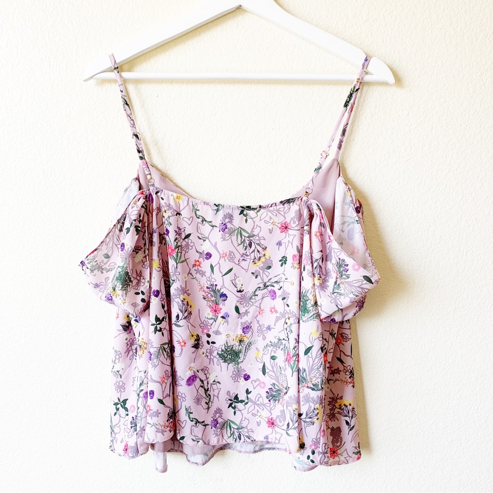 TOPSHOP Pink Floral Off Shoulder Cold Shoulder Blouse - Picture 2 of 8